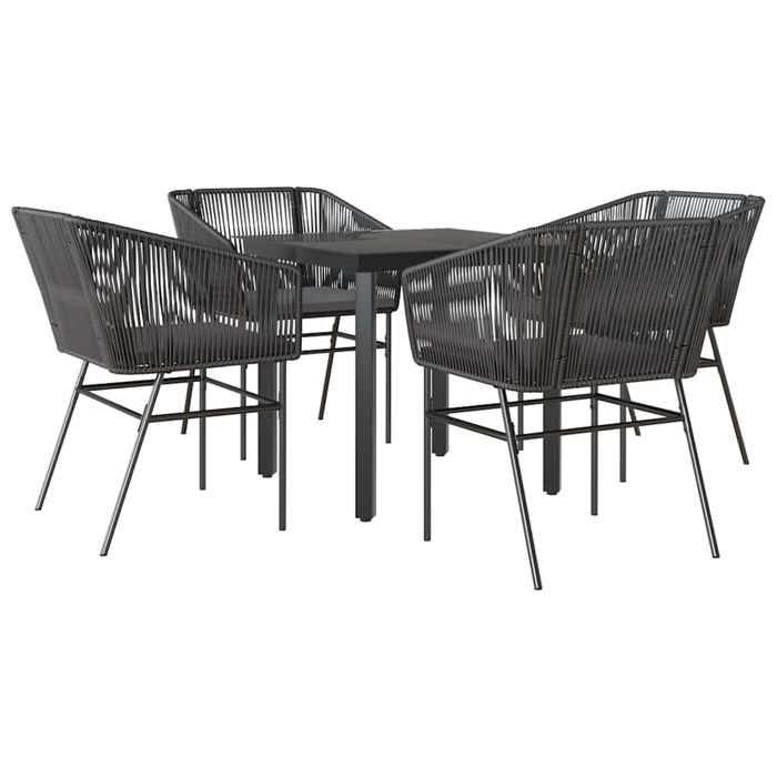 VidaXL Ensemble à manger de jardin et coussins 5 pcs noir rotin verre, ensemble de salle à manger d'extérieur, meuble de 3334612