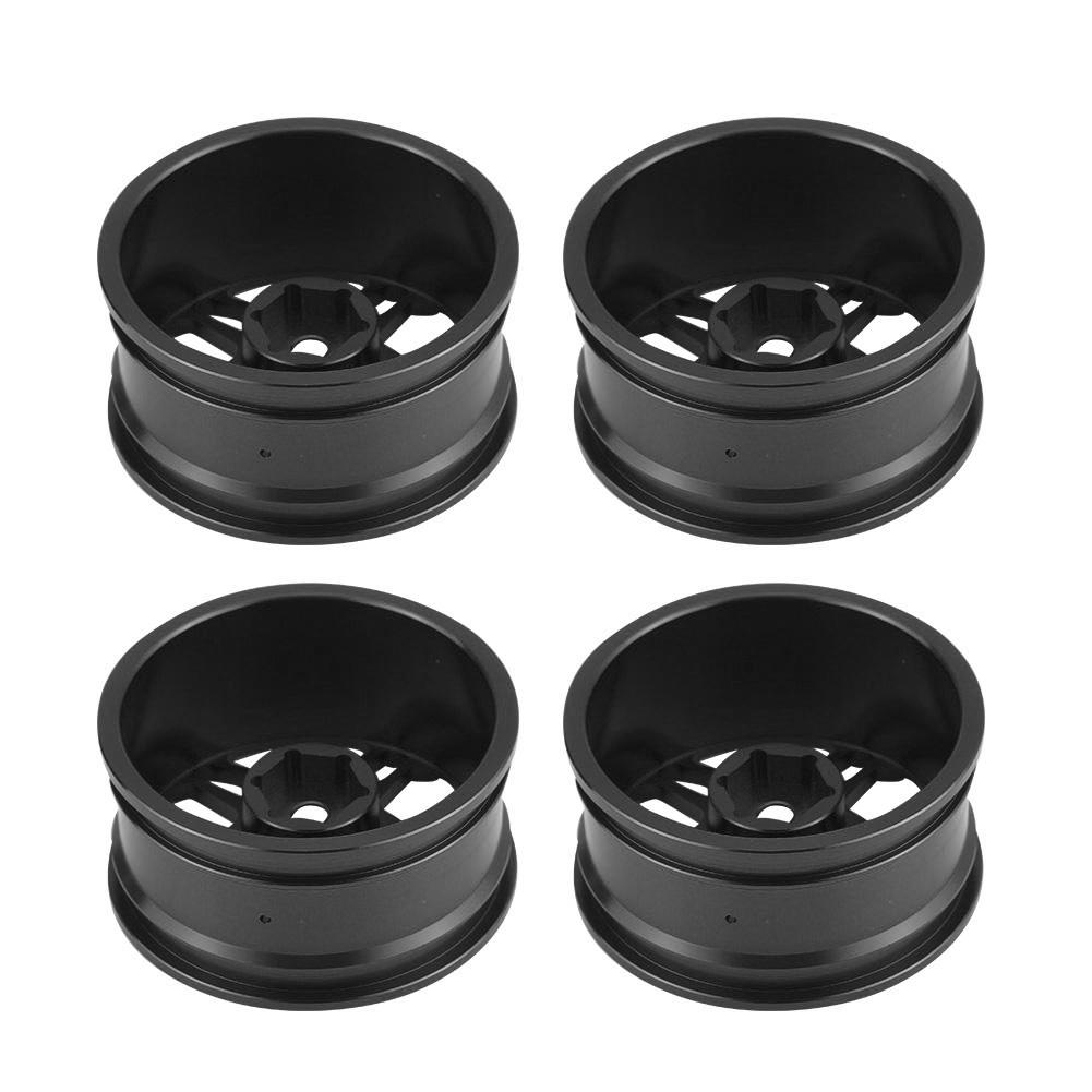 4pcs Set Tire Tyre Aluminium Alloy Hubs Wheel Rims for 1:10 Drift Racing RC Car (Black)