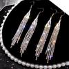 Elegant Long Diamond Tassel Earrings Super Fairy Style for Women Internet Celebrity Earrings