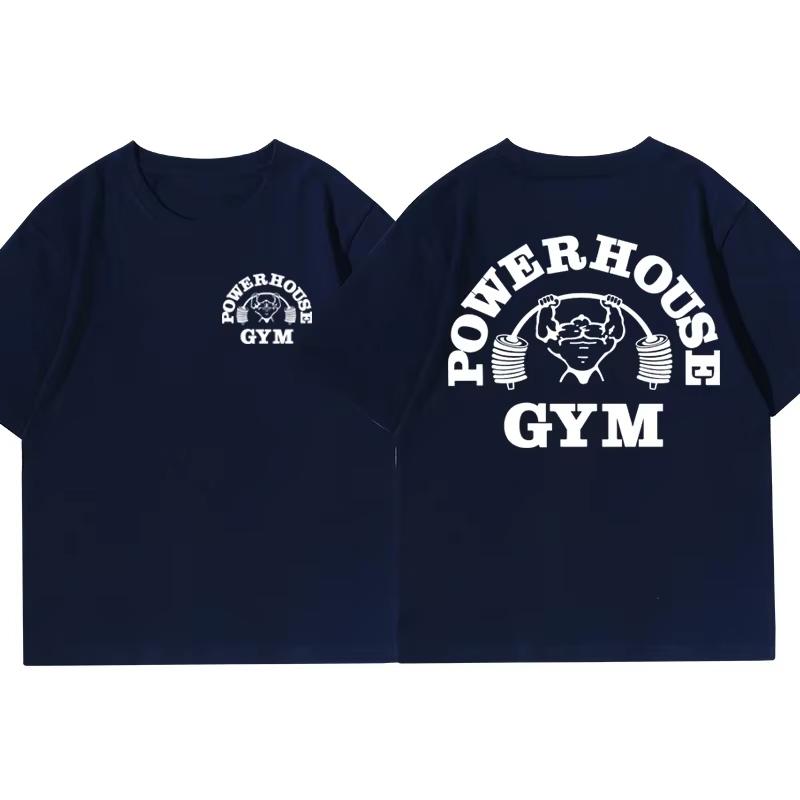 Powerhouse Gym Graphic T-shirt Men Women Summer Oversized Short Sleeve Cotton Tees Harajuku Casual Fitness Vintage Sports Tops