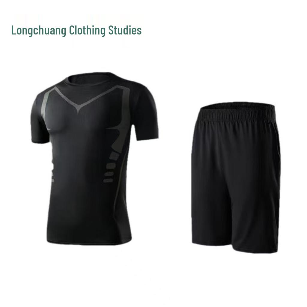 Men's Sci-Fi High Elasticity Quick-Dry Sports Set - Breathable, Tight Fit for Running & Basketball