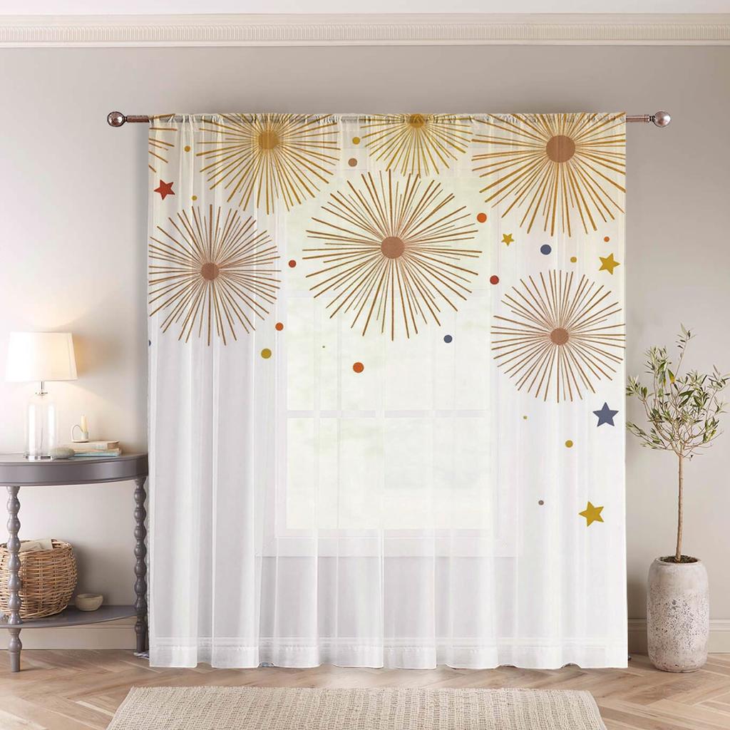 Vintage Firework Style One Piece Starlight Window Curtain Living Room Bedroom Freshen Up Decorative Film Polyester Perfect For Great