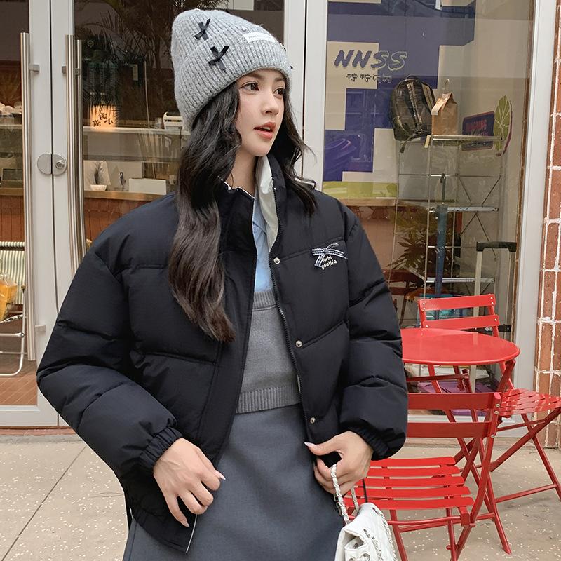 

New Winter Down Jacket for Women, Short Style, Bow-knot Bread Coat, Cotton-padded Jacket, Thickened Cotton-padded Jacket XXXL чорний