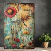 Lebhaftes Sonnenblumen-Libellen-Metallschild Garten Heimdekoration 8x12 Zoll