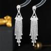 Luxurious long tassel earrings with full diamonds for women