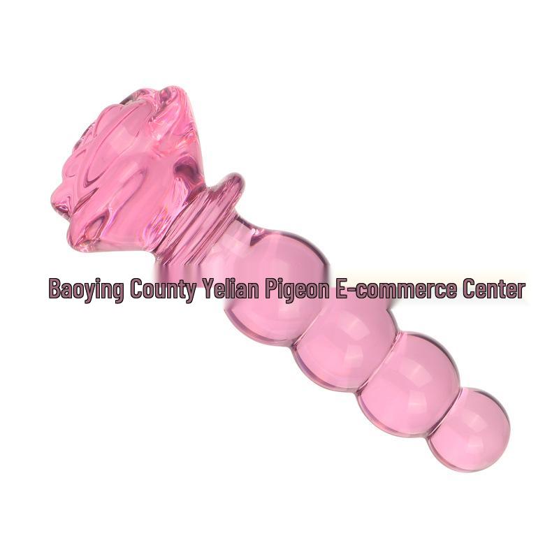 Transparent Pink Rose Glass Butt Plug for Men & Women Anal Massage