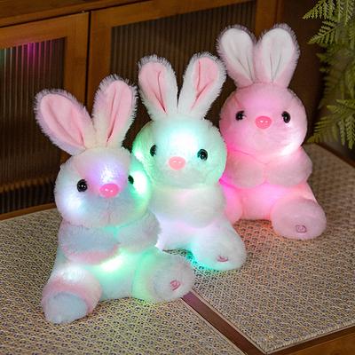 Leuchtendes Kaninchen-Plüschtier, süßes, buntes leuchtendes Plüschtier, Kaninchenpuppe, Hase, Peluche, Weihnachtsgeschenk für Kinder