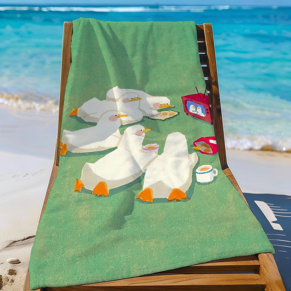 Cartoon Funny Big Goose Towel For Swim Yoga Gym Quick Drying Soft and Skin-friendly Beach Towels All-Season