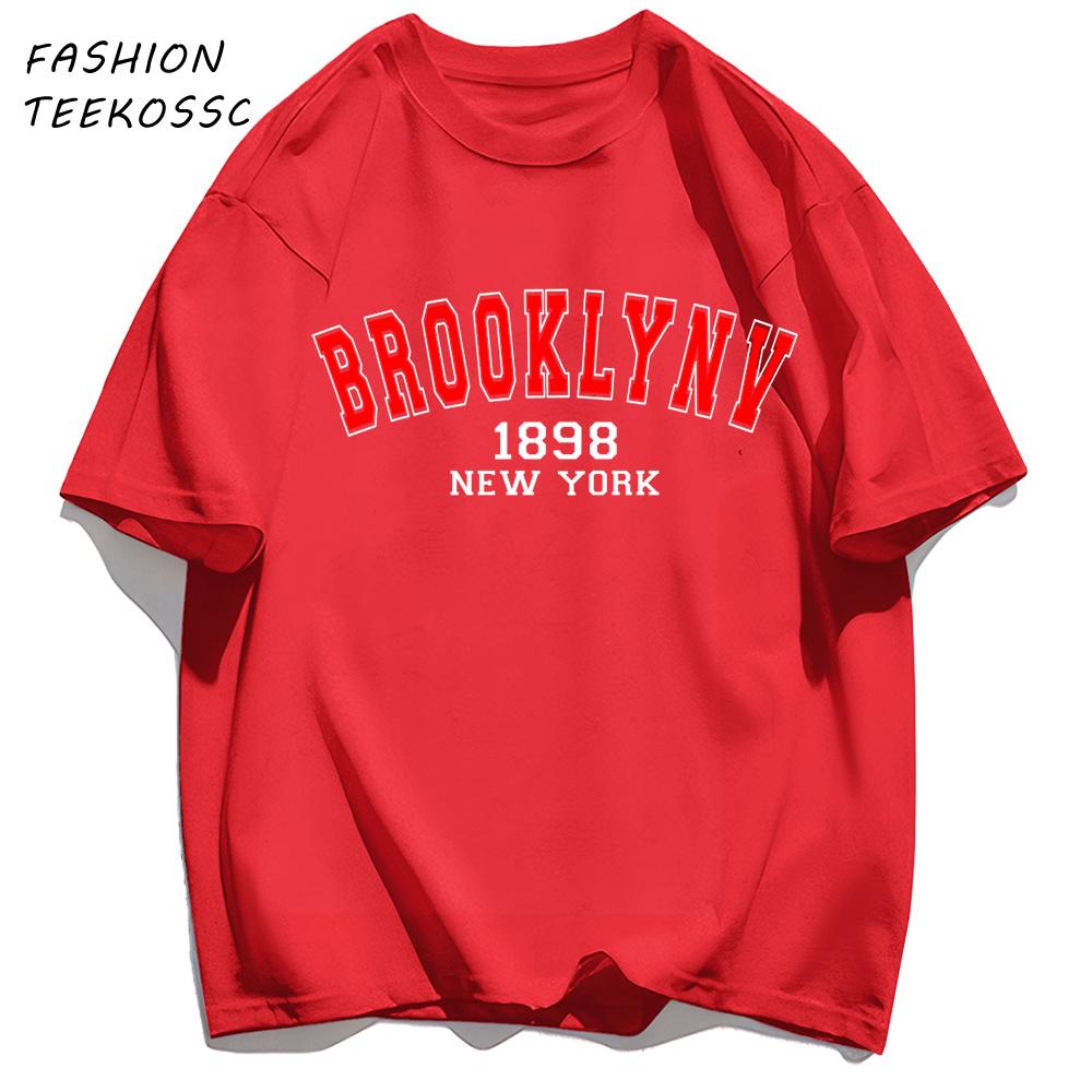 Brooklyn 1898 New York Men Basics TShirt Casual AllMatch Short Sleeve Cotton Oversized Sportswear Summer Crewneck T Shirts