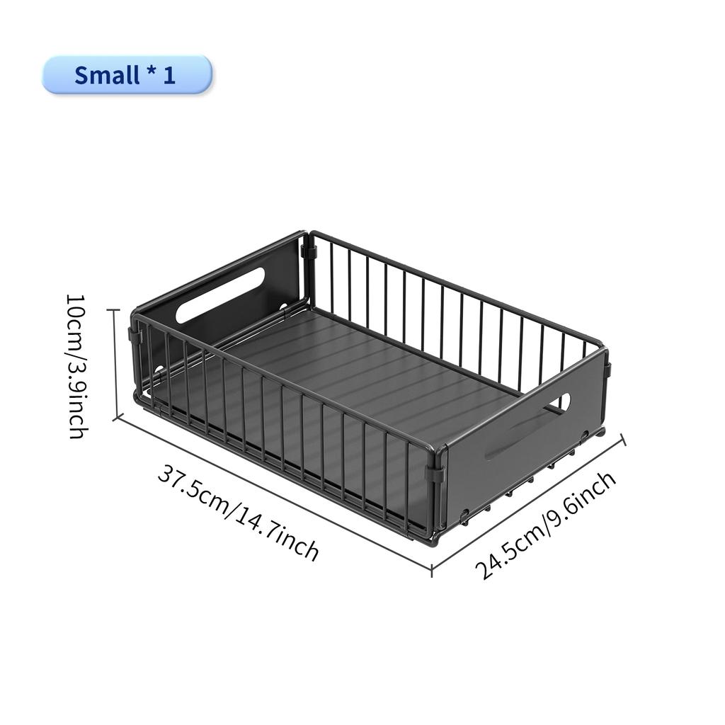Pull-out cabinet organizer, sliding metal storage basket for kitchen, fits various room cabinets, home organization accessory