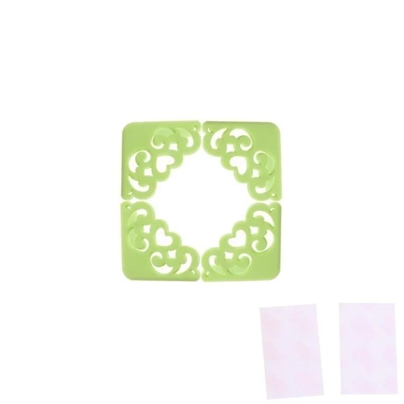 

4 Pcs Hollow Flower Safety Corner Protector Desk Table Bumper Edge Guard Cushion Wood Furniture Decoration зелёный