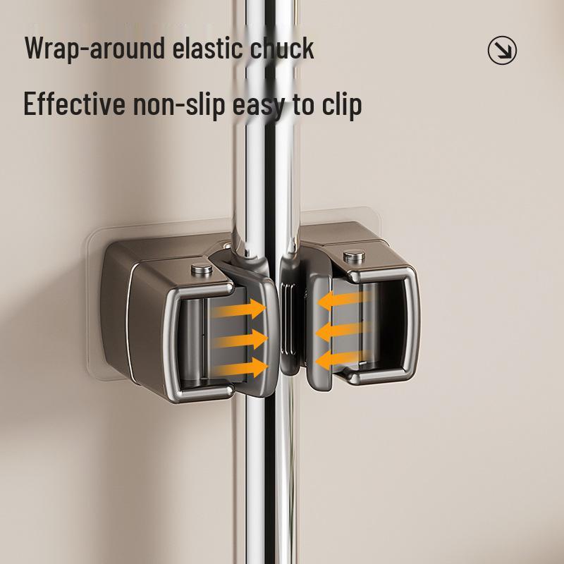 Mop & Broom Wall Holder: Punch-Free, Strong Grip Hook for Bathroom