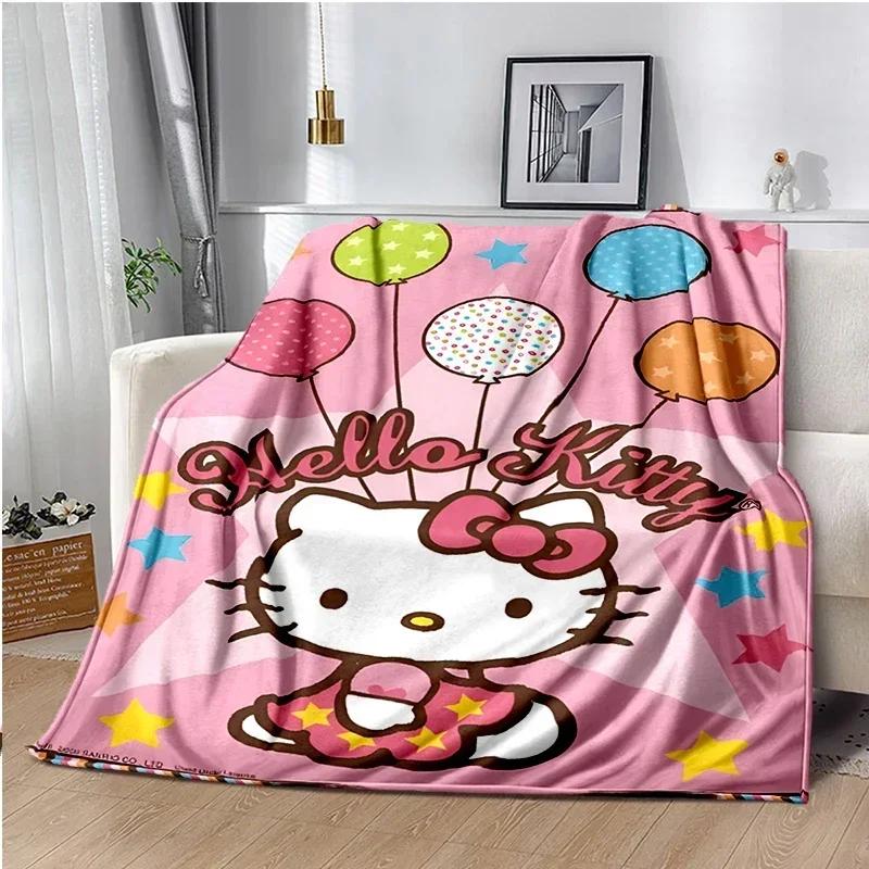 HelloKitty Cartoon Anime Kawaii Blanket for Kids Super Soft Cute Blanket for Travel Bedding Couch Sofa Bed Blanket Birthday Gift