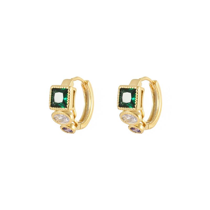18K Copper Gold-Plated Micro-Inlaid Zircon European And American Retro Temperament Niche Design Sense Cold Wind Simple Light Luxury C-Shaped Earrings
