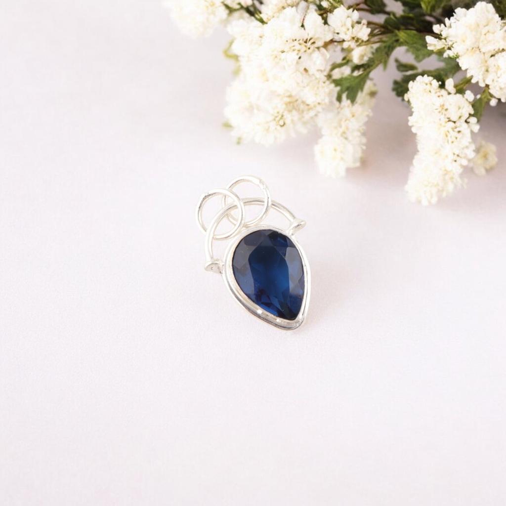 London Blue Topaz Gemstone 925 Sterling Silver Jewelry Handmade Pendant 1.01" PP-56-8
