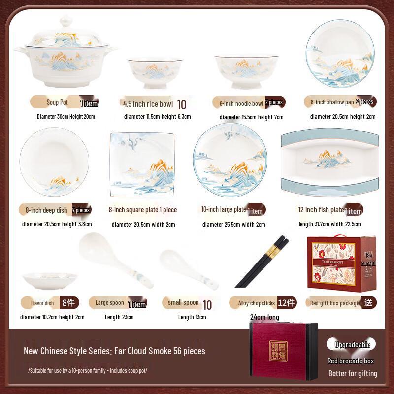 Mode Lanka Gilded Ceramic Dinnerware Set - Distant Mountain Clouds
