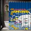 Crayon Shin-Chan Funny Character Scene 2D Print Waterproof Shower Curtain, Blue Bathroom Decor With Hooks