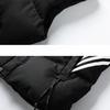 Men's Winter Washed Cotton Vest Large Size Slim Fit Hooded Vest Youth Three Stripes Versatile Sleeveless Jacket