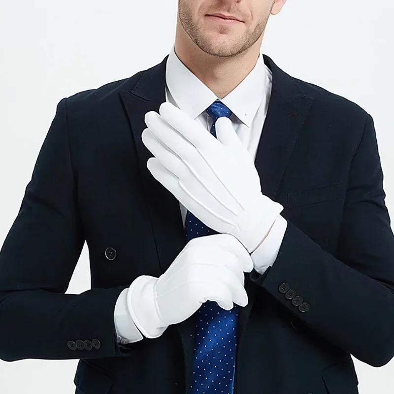 Luvas Formais Brancas Masculinas Guarda Papai Noel Mordomo Inspeção Antiderrapante Curtas Dedo Inteiro Inverno Quentes Luvas de Condução