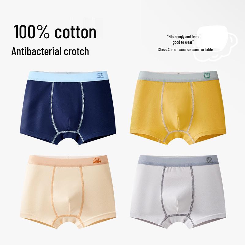 Boys' A-Class Pure Cotton Boxer Briefs - No Wedgies, Medium & Large Sizes for Growing Kids