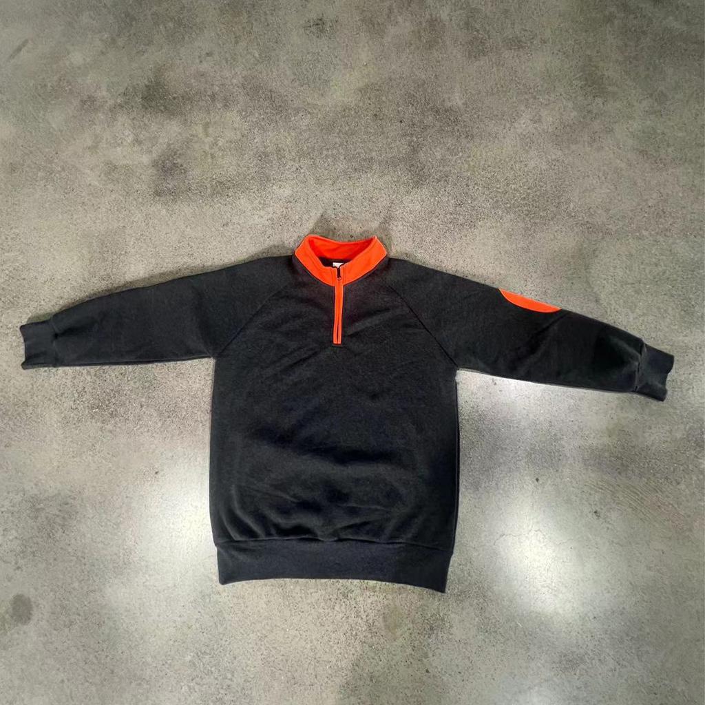 Sudadera de Forro Polar Casual Holgada de Color Contrastante para Hombre con Cuello Alto y Media Cremallera de Manga Larga