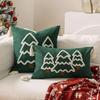 2PCS Christmas Throw Pillow Cover with Tassels Decorative Green Tufted Pillowcase for Sofa Bed Cushion Case for Home Decor