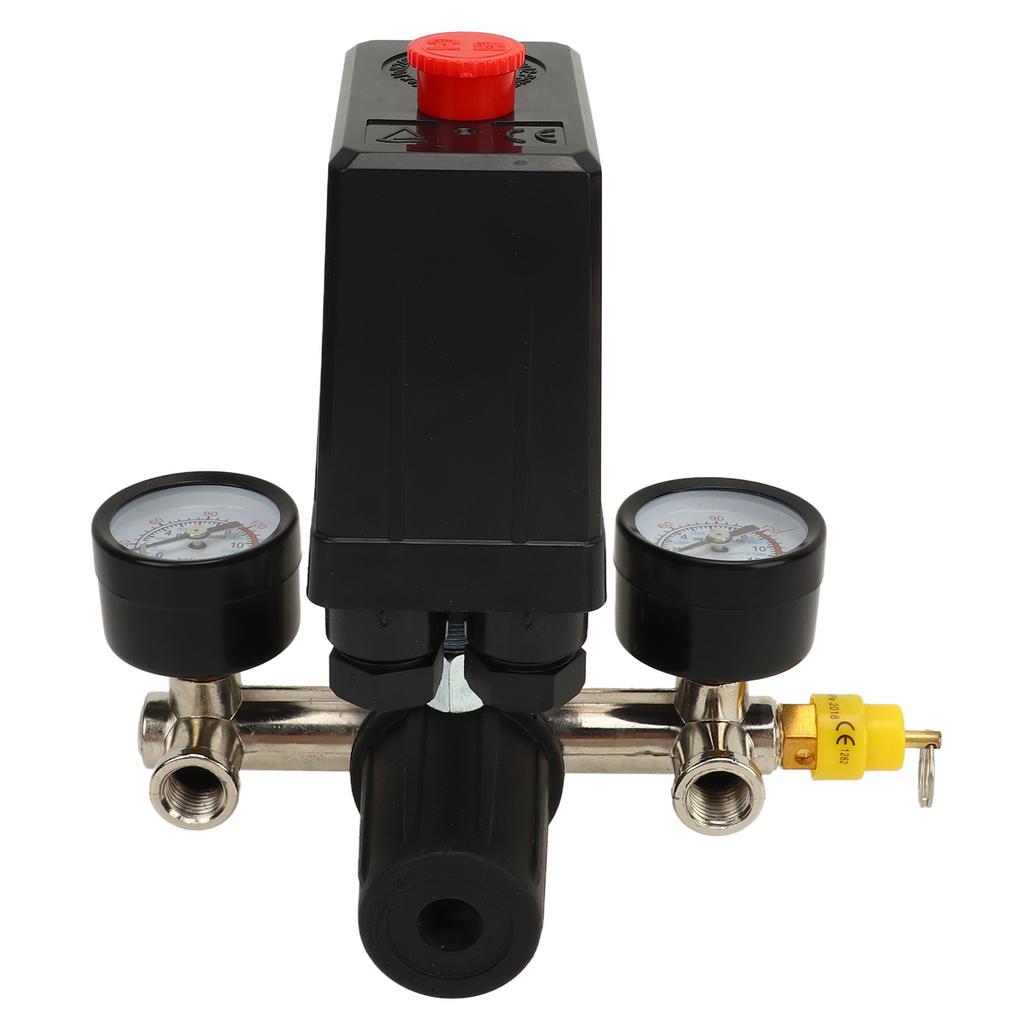 Air Compressor Pressure Switch Kit CE Valve Pressure Control Switch Black Cover Iron Meter Brass US
