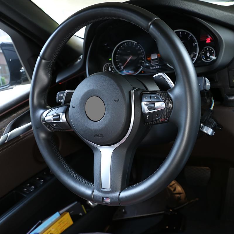 Real Carbon Fiber Car Steering Wheel Button Frame Cover For BMW F20 F22 F21 F30 F32 F33 F36 F06 F12 F13 X5 F15 X6 F16 M-Sport