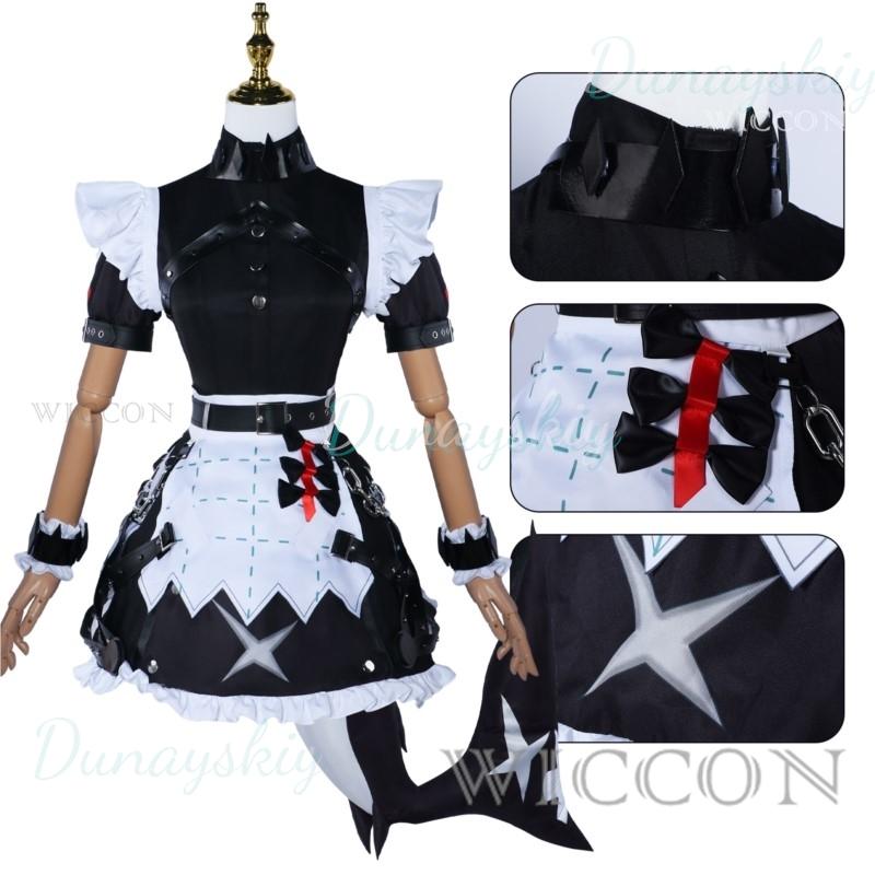 Ellen Joe Cosplay Costume Game Zenless Zone Zero Cosplay Wig Victoria Housekeeping Women Cute Maid Dress Ellen Joe Cosplay Tail