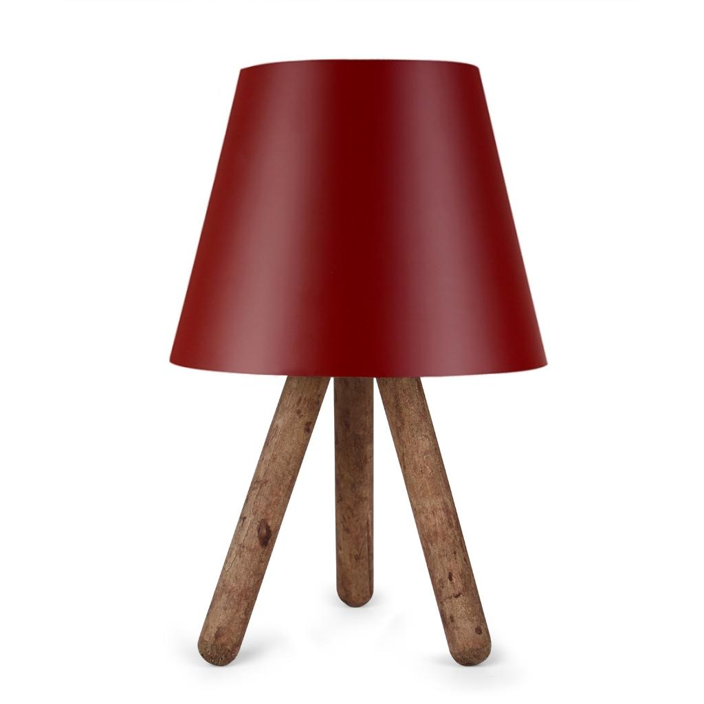 

Three-Legged Wooden Lampshade Claret Red PVC Headboard Children s Room Bedroom Table Lamp