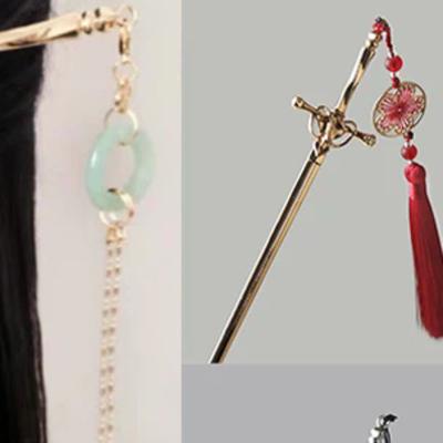 New Punk Metal Sword Tassels Hairpin Chinese Style Simple Hair Sticks For Women DIY Hairstyle Design Tools Accessories