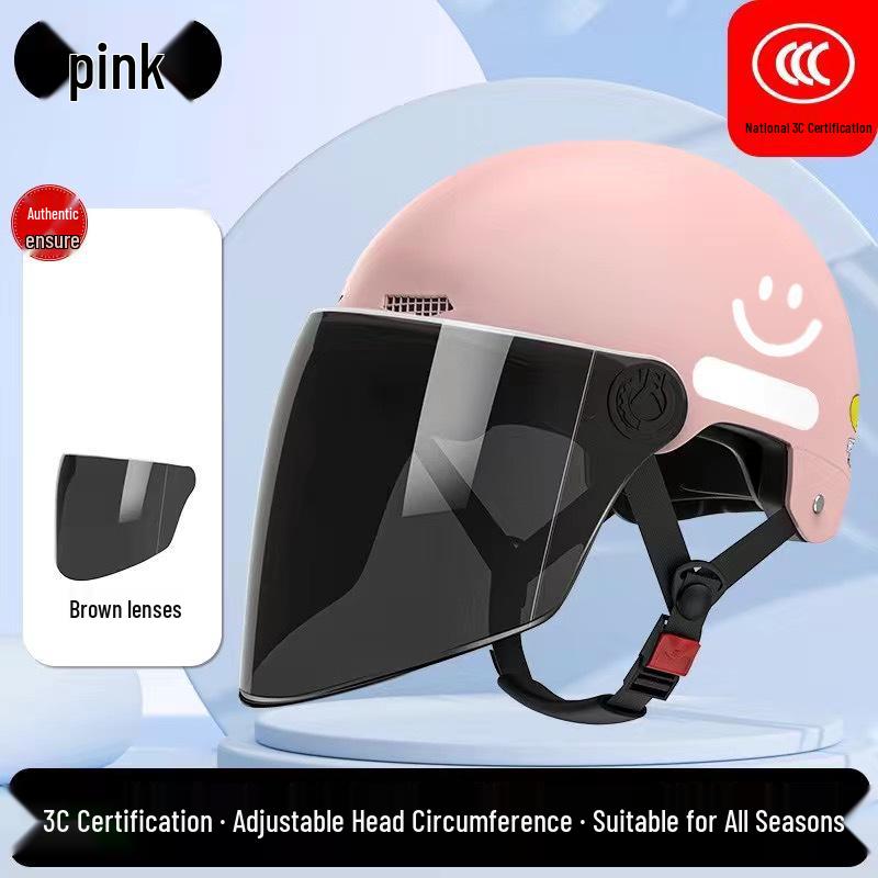 3C Certified Women's Electric Scooter Helmet, Breathable, Sun-Protection, All-Season Half Helmet for Motorcycle Riding.