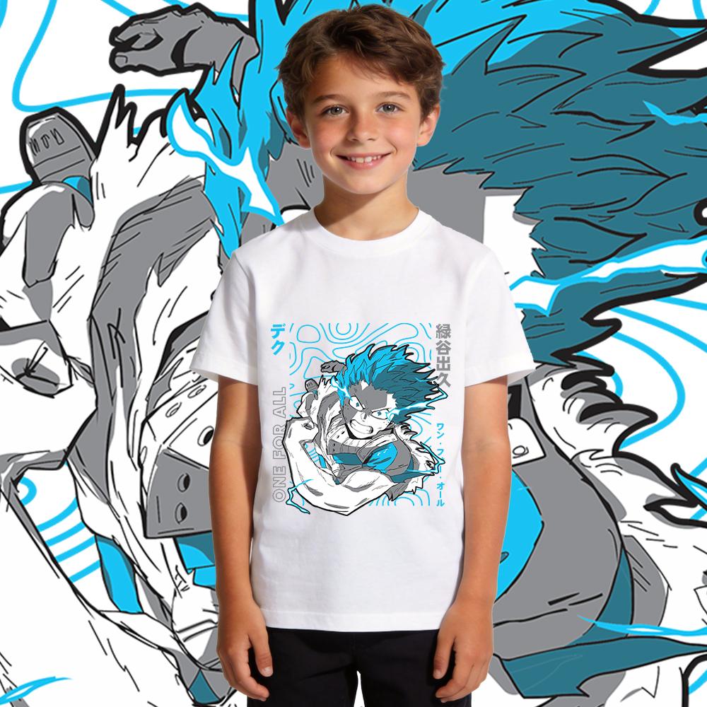 My Hero Academia Midoriya Anime Print Kids Cotton T Shirt Boys Girls Casual Summer Top