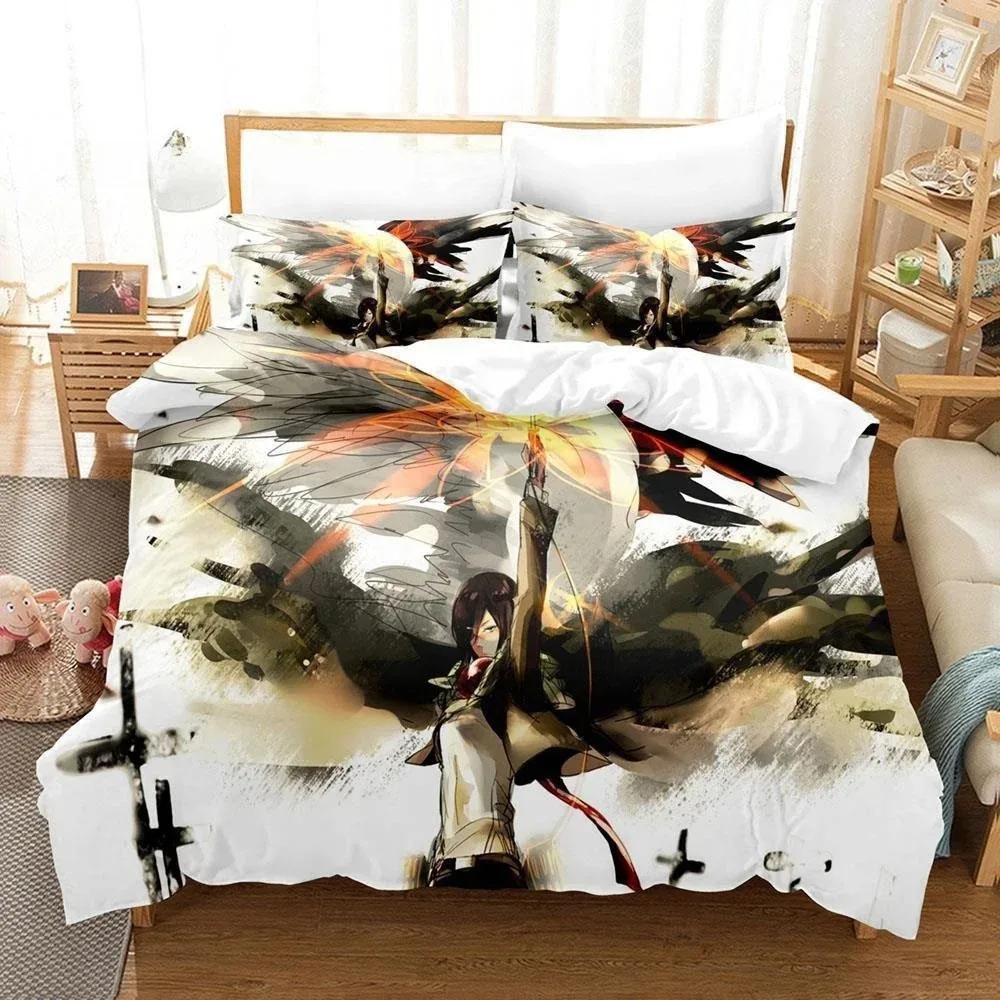 3D Print Anime Bed Sheet Attack On Titan Bedding Set Single Twin Full Queen King Size Bed Set Adult Kid Bedroom Duvetcover Sets