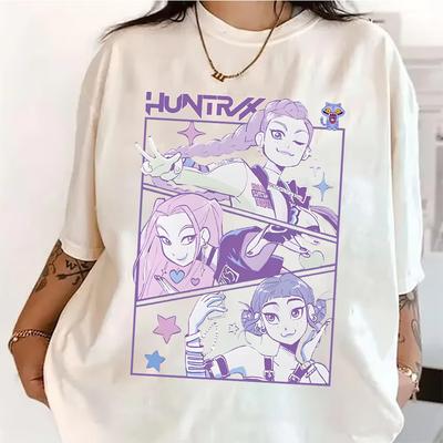 KPop Demon Hunters Print Graphic Cotton Women Tshirt Summer Y2K Men Clothes Hot Anime Aesthetic Short Sleeve Comfortable T-shirt