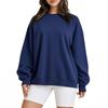 Unisex Crew Neck Long Sleeve Loose Fit Casual Top Solid Color Basic Sweatshirt Korean Fashion Pullover Blouse