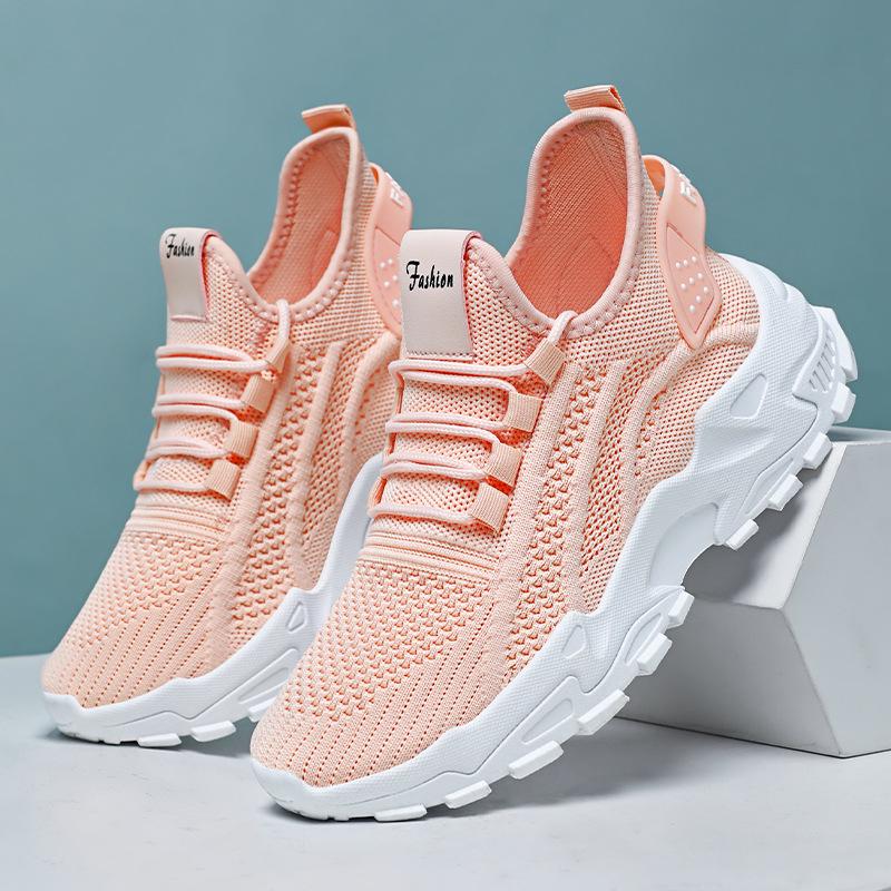 Women's Plus Size Breathable Flyknit Sneakers - Lightweight Mesh, Low-Cut, Comfortable Style 43