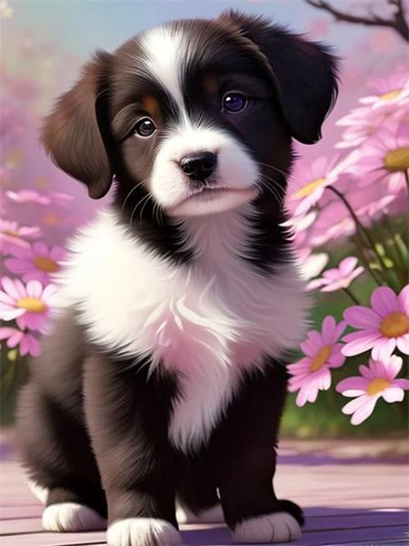 Diamond Painting Kit Dog Flower Full Square/Round Embroidery Mosaic Animal Home Decor