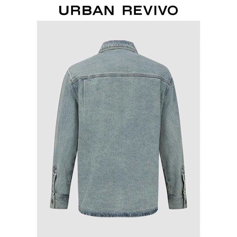 UR Men's 2025 Autumn Embroidered Washed Denim Shirt
