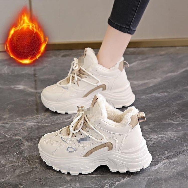 Fleece Cotton Shoes, Women's Shoes, Anti-slip Snow Boots, Height-increasing Sports Dad Shoes