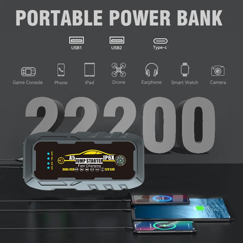 Portable Car Emergency Battery Booster 12V 22200mWh Jump Starter Power Bank Car Battery Jump Starter