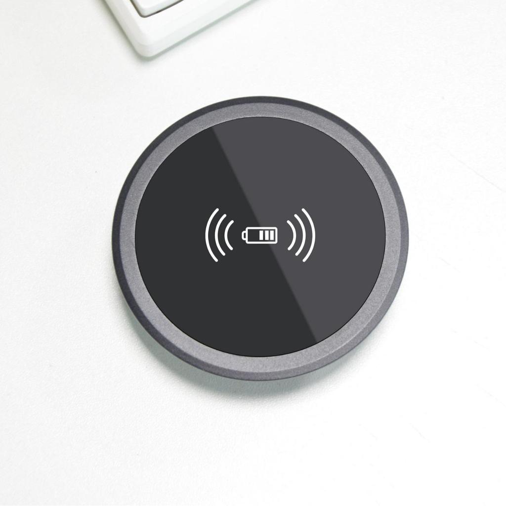 Eingebettetes Desktop-Wireless-Qi-Ladegerät: 15W Schnellladung für Mobiltelefone, Ideal für Schreibtische mit Spülbeckenloch-Kompatibilität