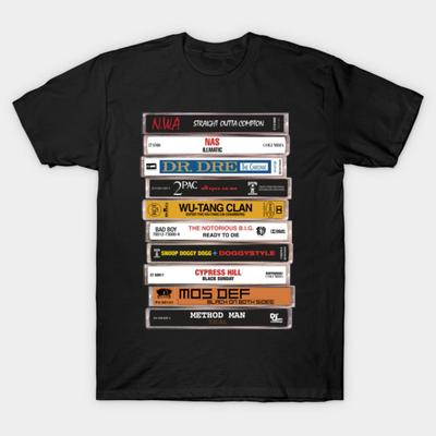 Asian Size Cotton Unisex Tshirt Print T-shirt Stacked Cassettes - Hip Hop T-shirt No-Cut Print Regular Fit