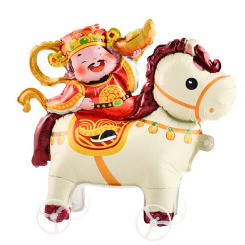 2026 Cartoon Animal Theme 3D Standing Cute Horse Aluminum Film Balloon With Wheels Children Birthday Party Photo Prop Decoration