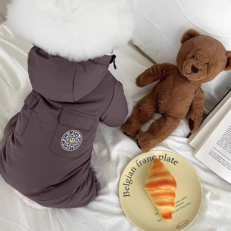 

Simple solid color dog clothes, warm in autumn and winter, hooded four-legged cotton-padded clothes, small dog pet cat clothing XS (recommended weight 1-1.5kg)