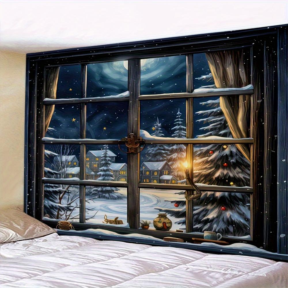 Christmas Sky And Snow Scene Wall Hanging Tapestry Christmas Wall Hanging Tree Wall Hanging Gorgeous Christmas Tree Fireplace Gifts