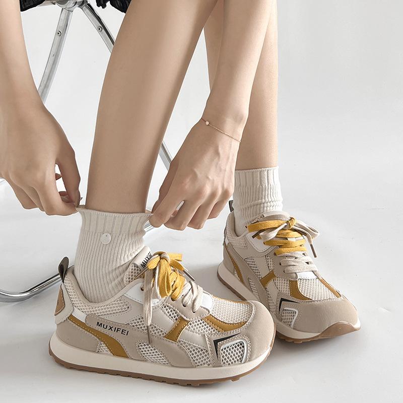 Retro Mesh Breathable Forrest Gump Casual Sports Shoes Women's New Autumn Thick-soled Versatile Light German Training Shoes