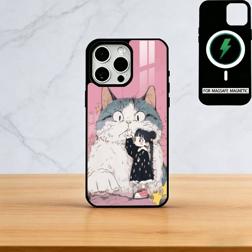 Chibi-Mädchen-Handyhülle für iPhone 17, 16, 15, 14, 13, 12, 11 Plus und Pro, magnetisch mit MagSafe-Ladefunktion