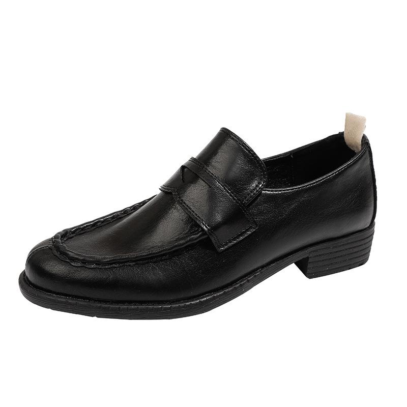 Leather Small Leather Shoes Women'S Niche British Style Retro One-Pedal Versatile Loafers Women'S Single Shoes