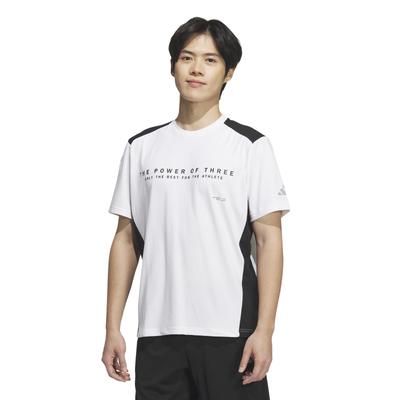 Adidas ADPTN Short Sleeve Regular Fit Horizontal Stripes Textured Double Knit Short Sleeve White T-Shirt, T-Shirt, KQD52, Men's, (JM1998), J/XL